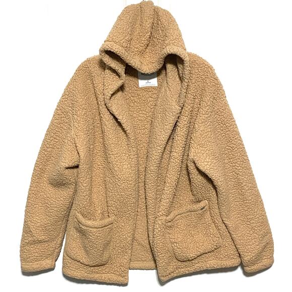 Hollister Jackets & Blazers - Hollister Sherpa Teddy Bear Coat Jacket Womens L Winter Cozy Indie Sleaze Fuzzy